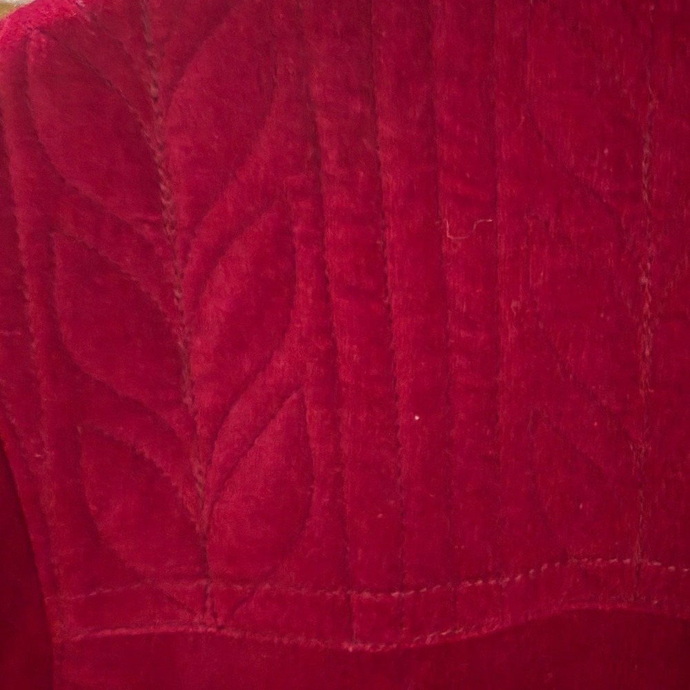 Tibetan Trader Womens Large Burgundy Red Quilted Velvet Mandarin Collar Jacket L - Picture 3 of 5